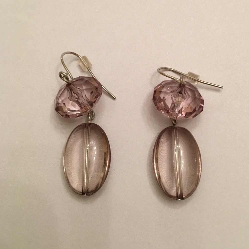 smokey topaz, dusty purple fish-hook earrings